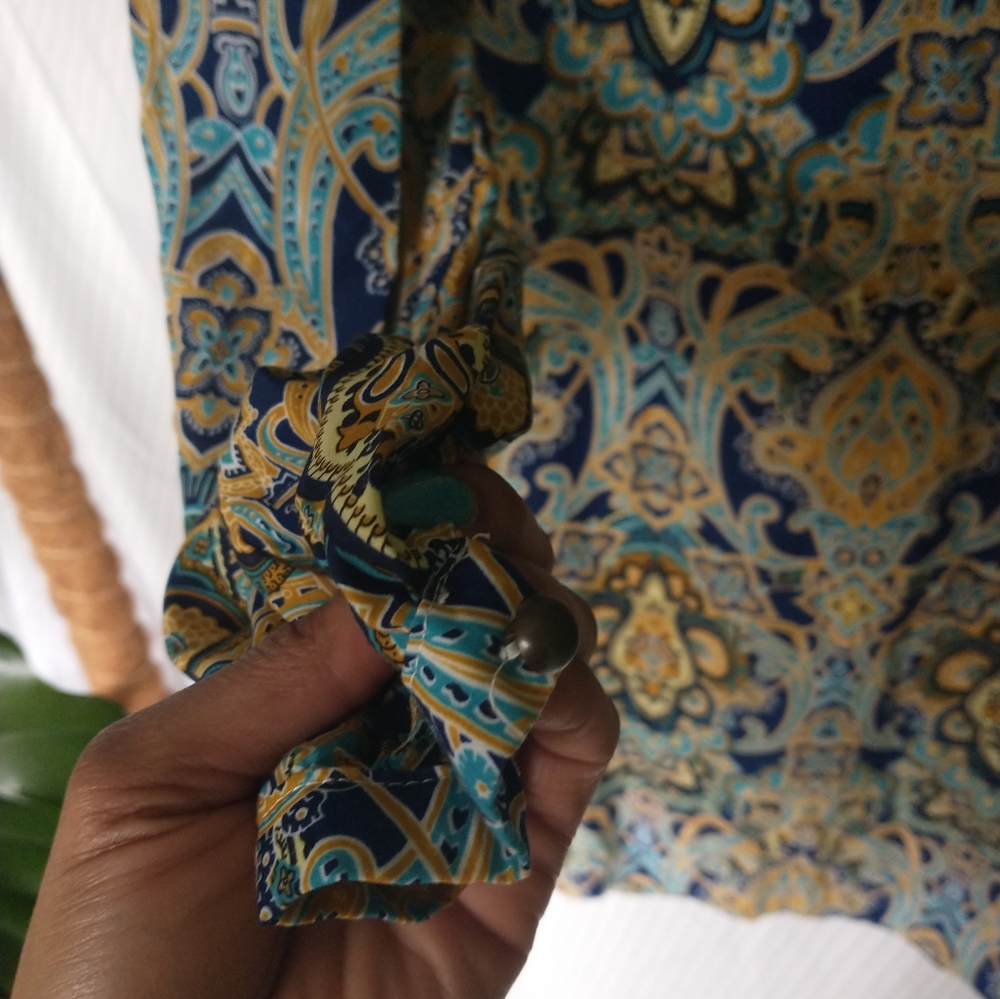 Women's "Lov posh" blue and gold paisley printed dress from Francesca's - Picture 8 of 11